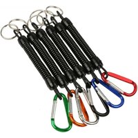 Elastic Coiled Lanyard with Carabiner Retractable Tool Tether Safety Rope for Fishing Kayaking Camping Pliers Scuba Diving Keys