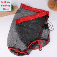 【Fishing Landing Net Drawstring Fishing Catching Collection Bag Portable Folding Thickening Small Grid Mesh Bag Fishing Gear】