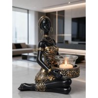African-style Statue Black Woman Candle Holder Ornament for Home Decor Living Room, Study, Bedrooms Decorative Storage Sculpture