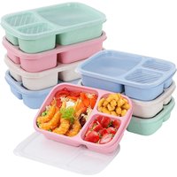 Bento Lunch Box Set 3 Compartment Food Storage Containers Wheat Straw Meal Prep Lunch Box Plastic Food Storage Container