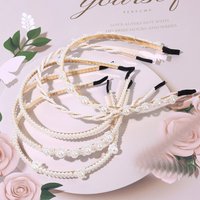 5Pcs White Pearls Headband For Women Elegant Different Pearls Metal Hair Hoop Girls Sweet Hairband Hedwear Hair Accessories