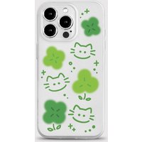 Korean INS Four Leaf Clover Cat Phone Case For iPhone 17 16e 16 15 14 13 12 11 Mini Air Pro Max X XR XSMax 7 8 Plus Back Cover
