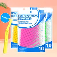 10Pcs Interdental Brushes Orthodontic Steel Wire Toothbrush Push-Pull Brush Removes Food Whitening Cleaner Oral Hygiene Tool