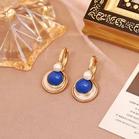 Fashionable and exquisite retro blue natural shell earrings, high-end personalized earrings, multi-wear earrings for women