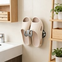 2PCS Suction Cup Shoe Rack No Drill Wall Mounted Organizer Space Saving Storage Shelf for Bathroom Living Room Waterproof