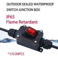 IP65 Sealed Waterproof Outdoor Auto/Boat/Marine Rocker Switch w/ LED, Outdoor Box & Inline Cord (16A, 12-24V/220V, On/Off)