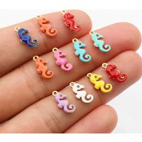 20pcs 12x6mm Stainless Steel Seahorse Hippocampus Enamel Charms Pendant Stainless Steel DIY Jewelry Making Accessories Findings