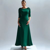 Elegant Mother of Bride Dress Classic A-Line Ankle Length Half Sleeves with Beading Scoop Neck Wedding Party Customized Gowns