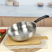 Stainless Steel Wok NonStick Frying Pan Uncoated Home Thickened Cook Pot Gas Stove Induction Universal Saucepan Kitchen Cookware