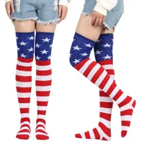 USA Star Spangled Banner American Flag Stockings Thigh High Leg Warmers Cosplay Girls Over the Knee Thigh High Socks for Woman