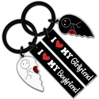 Matching Couple Keychains "I Love My Girlfriend / I Heart My Boyfriend" – Valentine's Day Gift for Boyfriend Girlfriend