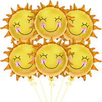 6Pcs Smile Face Sun Balloons 24Inch Summer Sunshine Party Balloon Sunflower Birthday Decorations Sunshine Baby Shower Supplies
