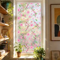 1 Pack Decorative Window Film Cherry Blossom Tulip Rose Privacy Static Cling PVC - Bathroom Glass Door Window Decor
