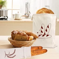 Cotton Canvas Drawstring Pouch, Linen Bread Storage Bag, Eco Friendly Reusable Sack for Homemade Bread Dry Fruit Storage H0352