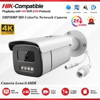 Hikvision Compatible 4K 5MP 8MP ColorVu Security POE IP Camera Built-in Mic Surveillance Hik-Protocol 24/7 full time color