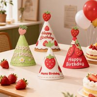 Cute and Sweet Red Strawberry Birthday Hat, Party Celebration Commemorative Dress-Up Photo Prop Party Hat, Suitable for Adults