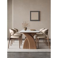 !@Nordic Solid Wood Dining Table, Home Use Glossy Rock Board, Modern and Simple Imported Walnut Oak Rectangular Rice Table