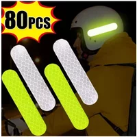 AliExpress NONE 10/40/80PCS Night Reflective Strip Warning Stickers Waterproof High Visibility Reflector Tape for Car Motorcycle Helmet Bicycle