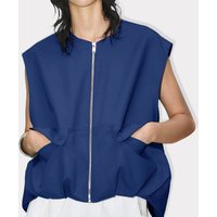 Fashion Womens Outerwear Vests O-Neck Sleeveless Zipper 2024 Autumn Female Pocket Cargo Waistcoat Casual Loose Streetwear