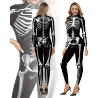 Halloween Cosplay Zombie Scary Skeleton Digital Printed Jumpsuit Party Zenti Stage Cosplay Costumes Tights Party Day of the Dead