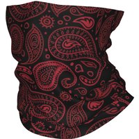 Custom RED Paisley Art Bandana Neck Gaiter UV Protection Face Scarf Cover Women Men Headband Tube Balaclava