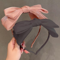 Elegant solid color simple double-layer oversized bow headband for ladies, suitable for shopping parties (1/2 package)