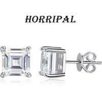 HORRIPAL Full D VVS1 New Square Cut Moissanite Stud Earrings for Women 925 Sterling Silver GRA High Quality Elegant Fine Jewelry