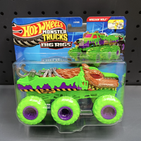 Hot Wheels HWN86 Monster Trucks Big Rigs Six-Wheel Transport Diecast Model - Dinosaur & Wolf Skeleton Design