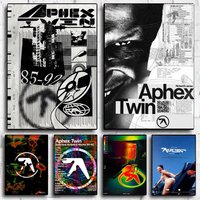 Pop Band A_Aphex T_Twin Album Poster Decorative Wall Art Stickers Mural Photo Print for Home Living Room Hallway Decor