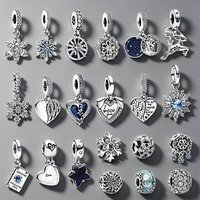 Hot Sale Winter Blue Snowflake Murano & Spiritual Dreamcatcher Dangle Charm Bead Fit Original Bracelet DIY Silver-Plated Jewelry