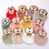 Bavoir en mousseline de coton pour nouveau-né, garçon et fille, bouton en dentelle solide, serviette de salive réglable, alimentation des aliments, tissu de rot, 12 ensembles/lot