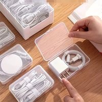 Detachable Partition Desktop Cable Organizer Data Charging Cable Earphone Storage Box Transparent Multifunctional Drawer Storage
