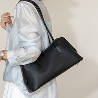 Genuine Cowhide Leather Large Baguette Shoulder Bag for Women Daily Office Pebbled Leather Hobo Tote Bag with Zipper Closure