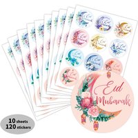 10sheets-120pcs Eid Mubarak Round Stickers,Decor Labels For Gift Wrapping,Goodie Boxes,Diy Craft,Ramadan Celebration Party Favor