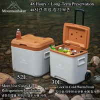 Mountainhiker 30L 52L Incubator Cooler Box Portable Outdoor Refrigerator Freshener with Trolley Wheel BBQ Car Pulley Storage Box