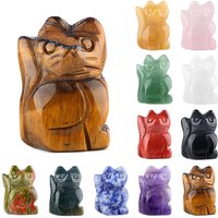 1.5-inch Semi-Precious Stone Kitten Figurine Natural Stone Crystal Agate Hand-Carved 3D Amethyst Cat Creative Desktop Ornament