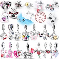 AliExpress NONE S925 Sterling Silver Lover Love Rose Bicycle Heart Pounding Love Letter Fit 3mm 925 Original Bracelets DIY Fine Jewelry Making
