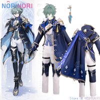 Anime Game Genshin Impact Lohen Costume Set – Wig + Accessories + Unisex Uniform, Halloween Roleplay Outfit, cosplays for Adults