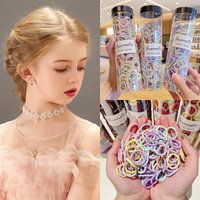 1 Bottle Hair Accessories Girls Elastic Hair Bands Hair Wear Children Cute Headdress Princess Colorful Head Wear 130 piece