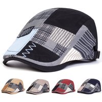 Unisex Bunte Stoff-Spleißmützen Britische Malermützen Frühling Herbst Achteckige Kappe Hip-Hop Baskenmütze
