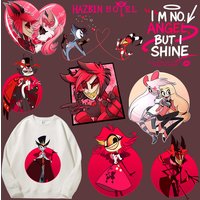 Hazbins Hotel Series Heat Transfer Sticker Cartoon Charlie Vaggie Shirt DIY Decor Fashion Iron on Patches Trend Birthday Gifts