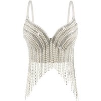 New European and American Style Pearl Diamond Chain Tassel Halter Top Sexy Fishbone Bustier Outer Stage Performance Costume
