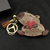 Kawaii Capybara Brown Keychain Women Men Full Rhinestone Crystal Tassel Female Lovely Cartoon Bag Charm Jewelry Birthday Gift