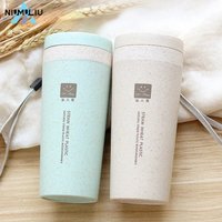 Wheat Fiber Double Layer Thermal Mug Office Coffee Tea Water Bottle Gifts 300ML Thermos Portable Bottle Healthy Plastic Cup