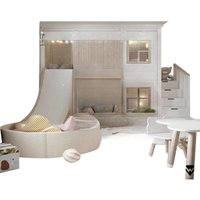 Indoor children's playhouse with slide, bunk beds, bunk beds for girls' secret base