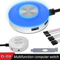 Computer desktop switch button 6-color RGB with dual USB audio desktop host external start button adhesive switch