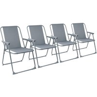 Grey Metal Outdoor Deck Chairs, Set of 4, Lightweight and Portable for Patio, Garden, Camping, and Fishing