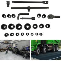 Schlagschrauber-Steckschlüsselsatz 26-teilig 3/4 und 1 Zoll 6-Kant-Steckschlüsselsatz mit Ratschenverlängerungen für Kfz-LKW-Reparatur Schwerlast