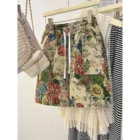 Plus Size 150kg Women's High Waist Shorts Jacquard Weave Artistic Aesthetics Wide Leg Short Y2k 2024 New Summer Cool Sport Short