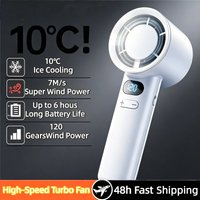 2026 3000mah Handheld Mini Fan Portable Electric Hand Fans Ice Compress High-Speed Cooling USB Rechargeable Digital Display026